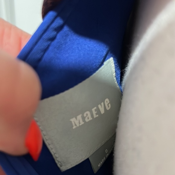 Anthropologie Maeve Rokin Dress Polka Dot Sleeveless Cross Back Blue Orange Sz 0 - Picture 9 of 11